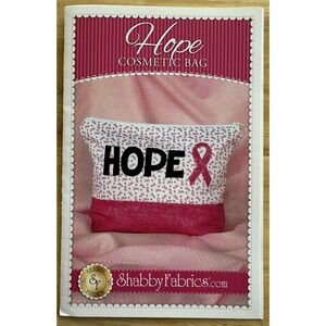 Shabby Fabrics HOPE Cosmetic Bag Pattern Pink Ribbon Breast Cancer Awareness UC